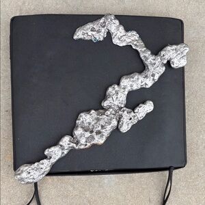 Black Clutch with Silver Abstract Design